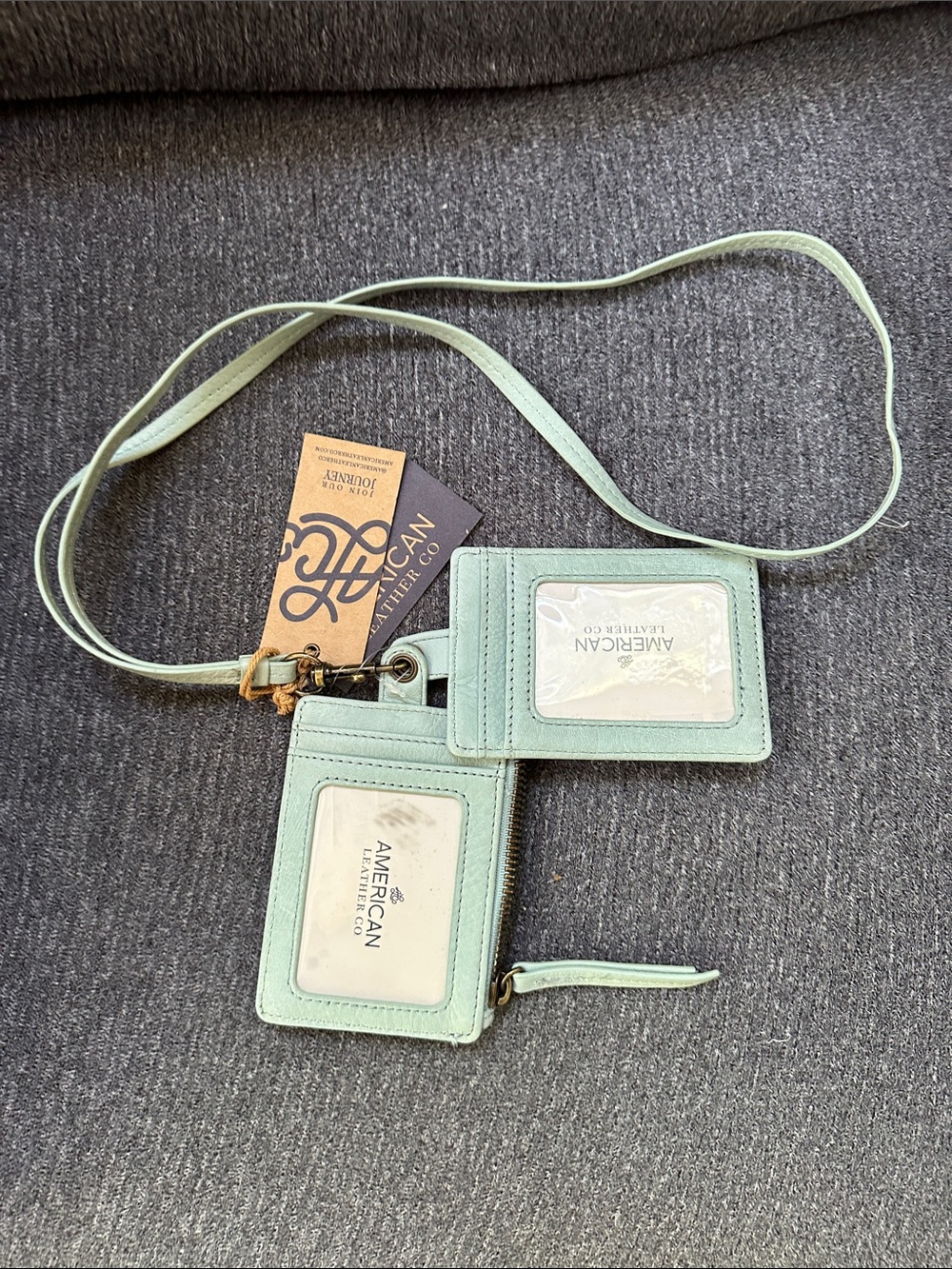 American Leather Co. Mint Green Crossbody ID Wallet with Dual Windows